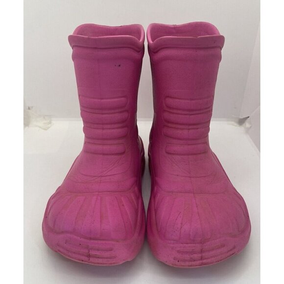 Crocs Georgie Jaunt Rain Boots Shoes Pink Men 2 Women 4 Waterproof Pull On - Picture 2 of 7